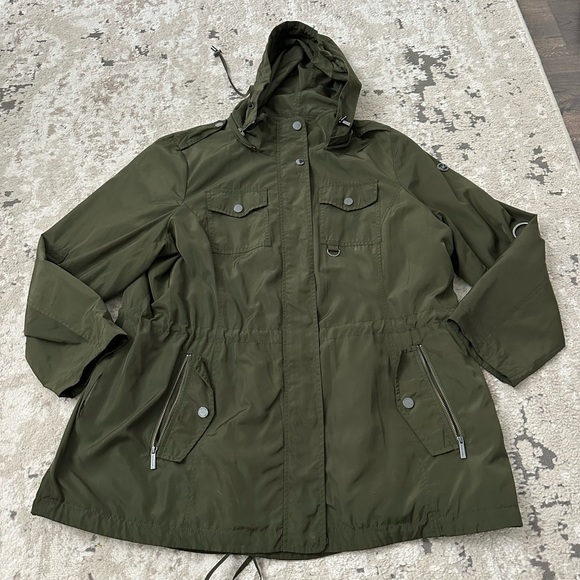 MICHAEL Michael Kors Hooded Cinch-Waist Anorak Jacket Size 1X - Picture 2 of 6